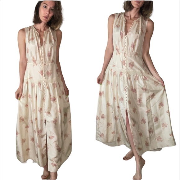 Rebecca Taylor Dresses & Skirts - NORA FLORAL SILK SLEEVELESS A-LINE DRESS IN SUNSET COMBO